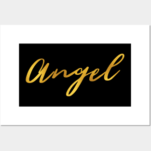 Angel Name Hand Lettering in Faux Gold Letters Posters and Art